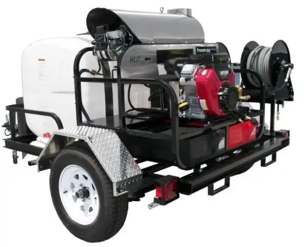 Complete Professional Pressure Washing Trailer. The Tow Pro Trailer, Super Skid, Pro, VBelt,  Gas, 20 Honda/General, 5.5@3500 Pressure Washing Trailer