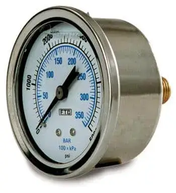 Stainless Steel Back Mount Pressure Gauge 3000 PSI