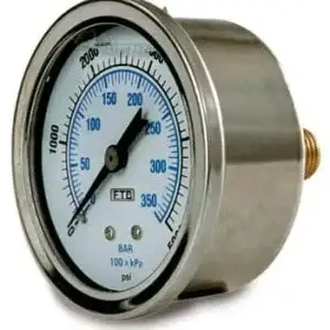 Stainless Steel Back Mount Pressure Gauge 4000 PSI