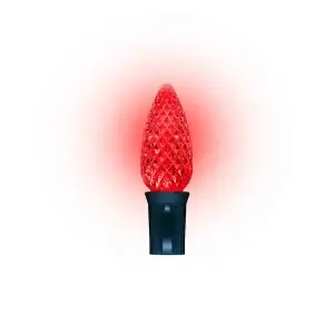 LED C9 Bulbs- Faceted Red Transparent -100 Bulbs